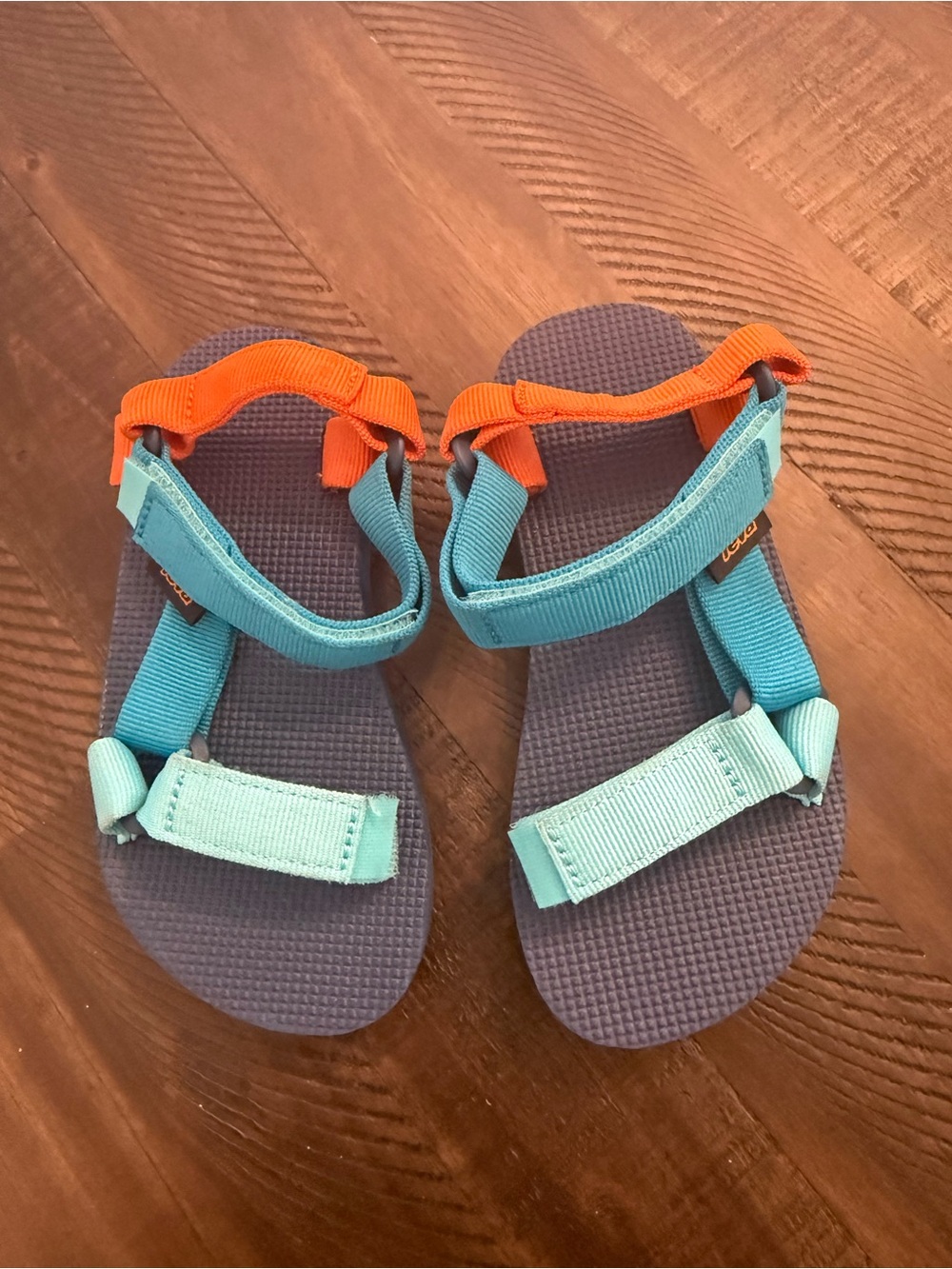 Teva Kids Teal, Light Blue & Orange Strap Sport Kids' Original Universal Sandals - Picture 2 of 6